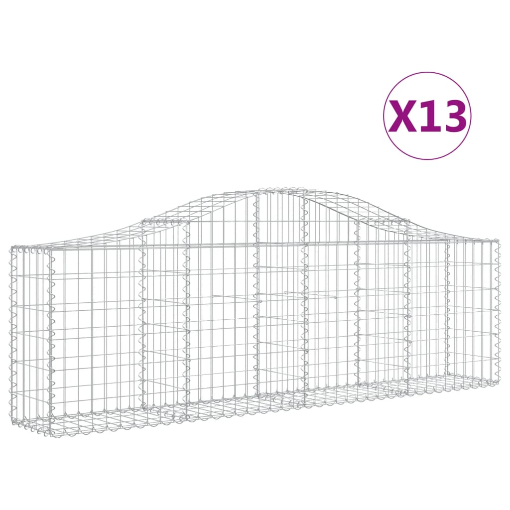 Arched Gabion Baskets 13 pcs 200x30x60/80 cm Galvanised Iron
