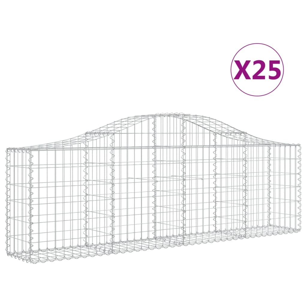 Arched Gabion Baskets 25 pcs 200x30x60/80 cm Galvanised Iron