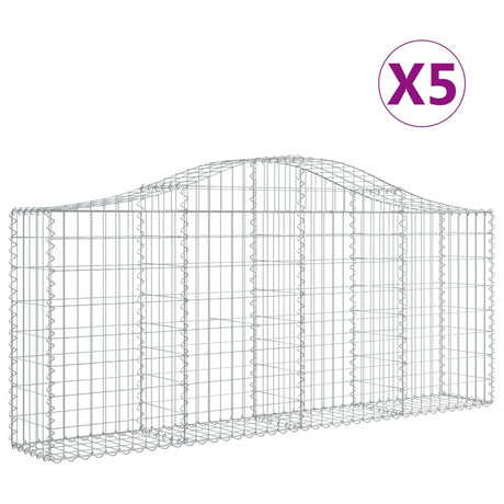 Arched Gabion Baskets 5 pcs 200x30x80/100 cm Galvanised Iron