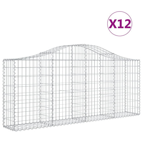 Arched Gabion Baskets 12 pcs 200x30x80/100 cm Galvanised Iron
