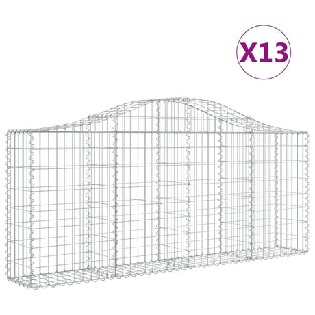 Arched Gabion Baskets 13 pcs 200x30x80/100 cm Galvanised Iron