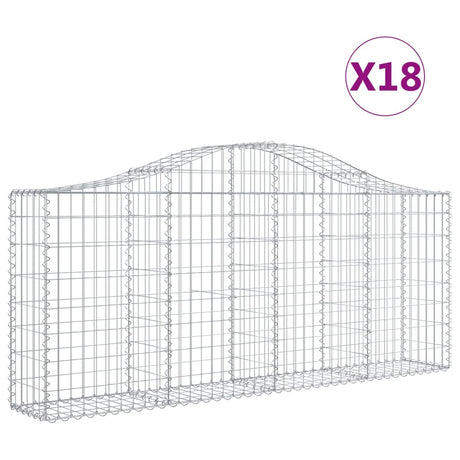 Arched Gabion Baskets 18 pcs 200x30x80/100 cm Galvanised Iron