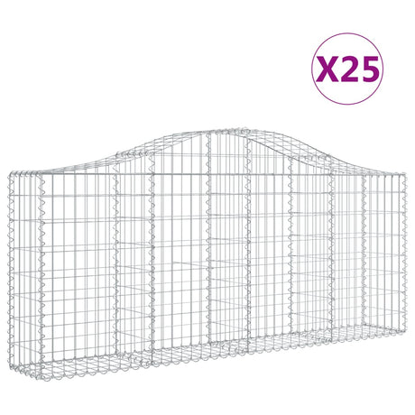 Arched Gabion Baskets 25 pcs 200x30x80/100 cm Galvanised Iron