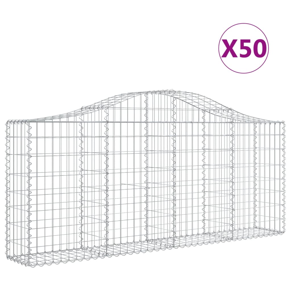 Arched Gabion Baskets 50 pcs 200x30x80/100 cm Galvanised Iron