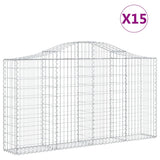 Arched Gabion Baskets 15 pcs 200x30x100/120 cm Galvanised Iron