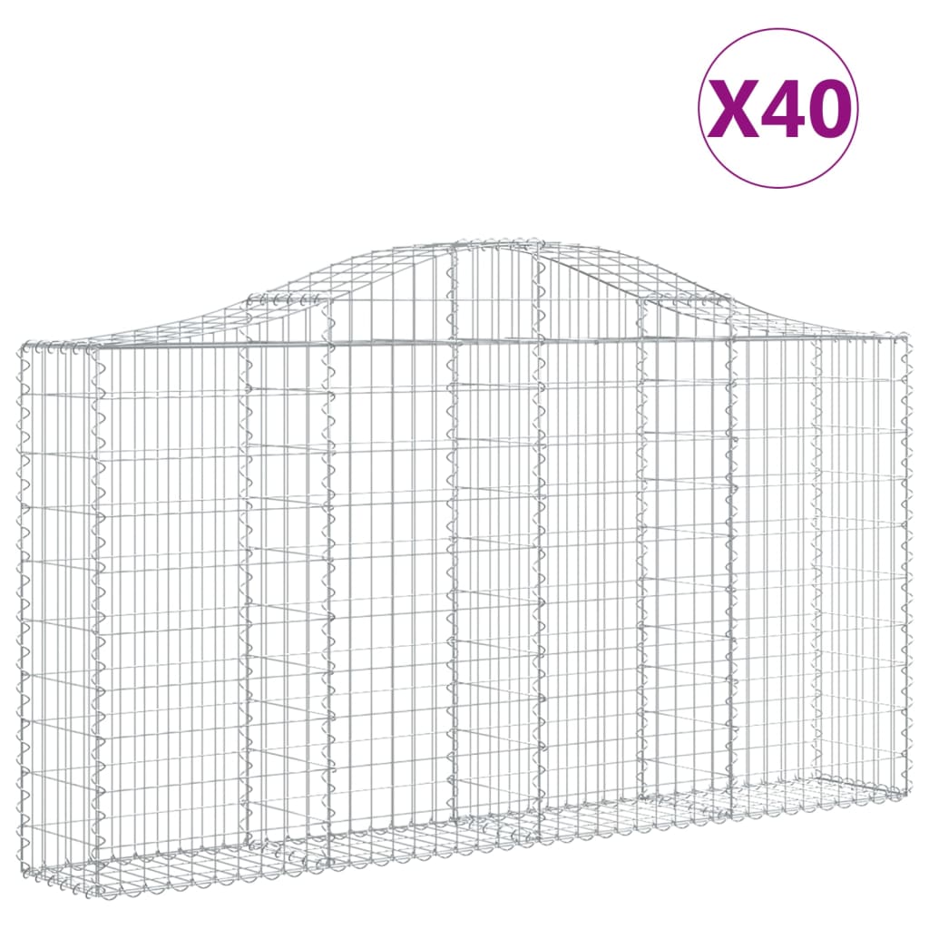 Arched Gabion Baskets 40 pcs 200x30x100/120 cm Galvanised Iron