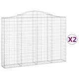 Arched Gabion Baskets 2 pcs 200x30x140/160 cm Galvanised Iron