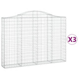 Arched Gabion Baskets 3 pcs 200x30x140/160 cm Galvanised Iron