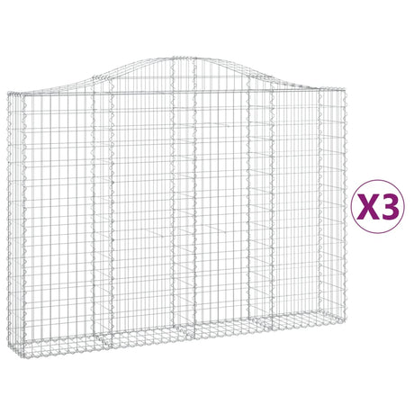 Arched Gabion Baskets 3 pcs 200x30x140/160 cm Galvanised Iron