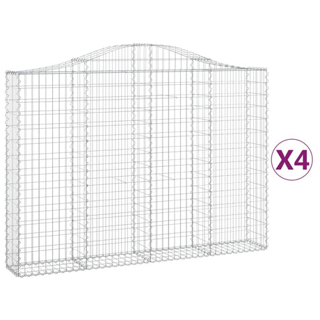 Arched Gabion Baskets 4 pcs 200x30x140/160 cm Galvanised Iron