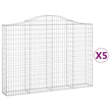 Arched Gabion Baskets 5 pcs 200x30x140/160 cm Galvanised Iron