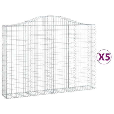 Arched Gabion Baskets 5 pcs 200x30x140/160 cm Galvanised Iron
