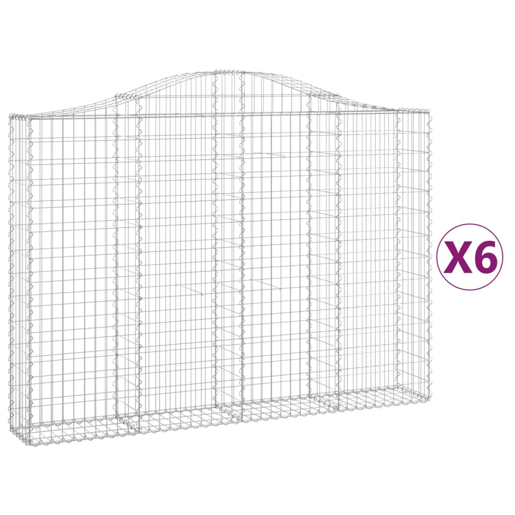 Arched Gabion Baskets 6 pcs 200x30x140/160 cm Galvanised Iron