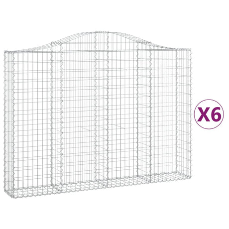 Arched Gabion Baskets 6 pcs 200x30x140/160 cm Galvanised Iron