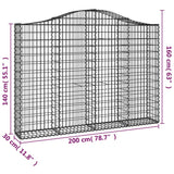 Arched Gabion Baskets 6 pcs 200x30x140/160 cm Galvanised Iron