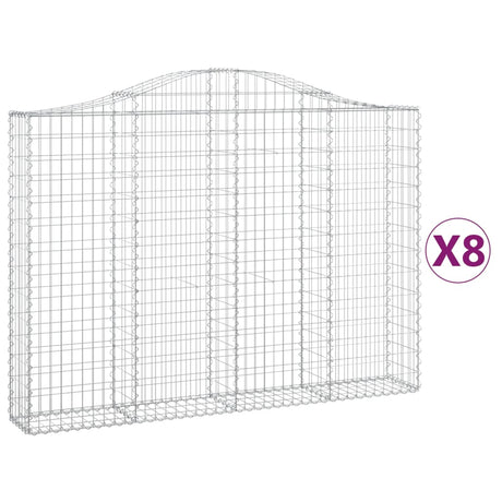 Arched Gabion Baskets 8 pcs 200x30x140/160 cm Galvanised Iron
