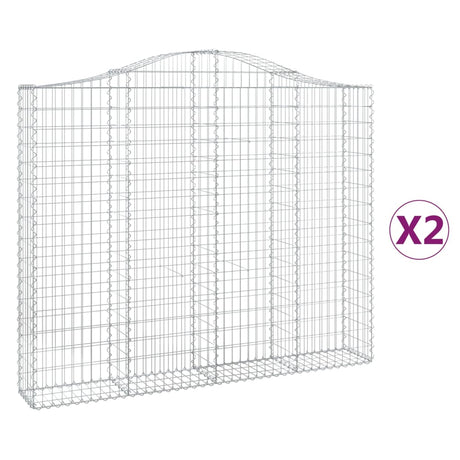 Arched Gabion Baskets 2 pcs 200x30x160/180 cm Galvanised Iron
