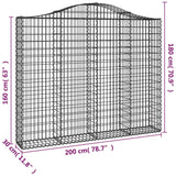 Arched Gabion Baskets 2 pcs 200x30x160/180 cm Galvanised Iron