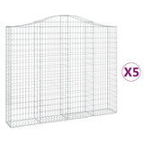 Arched Gabion Baskets 5 pcs 200x30x160/180 cm Galvanised Iron