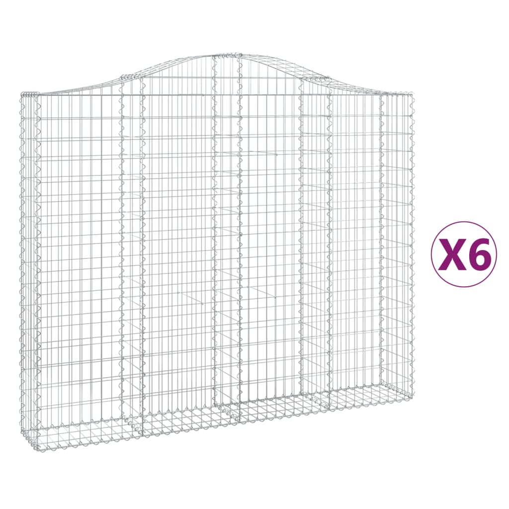 Arched Gabion Baskets 6 pcs 200x30x160/180 cm Galvanised Iron