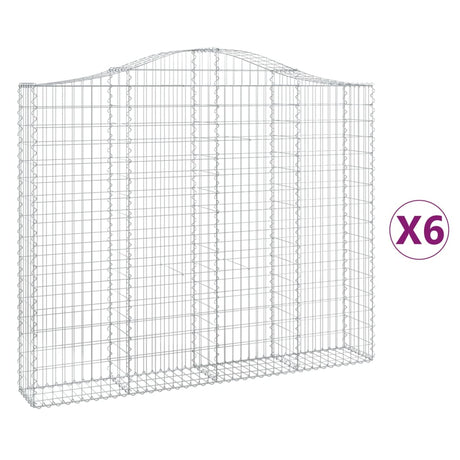 Arched Gabion Baskets 6 pcs 200x30x160/180 cm Galvanised Iron