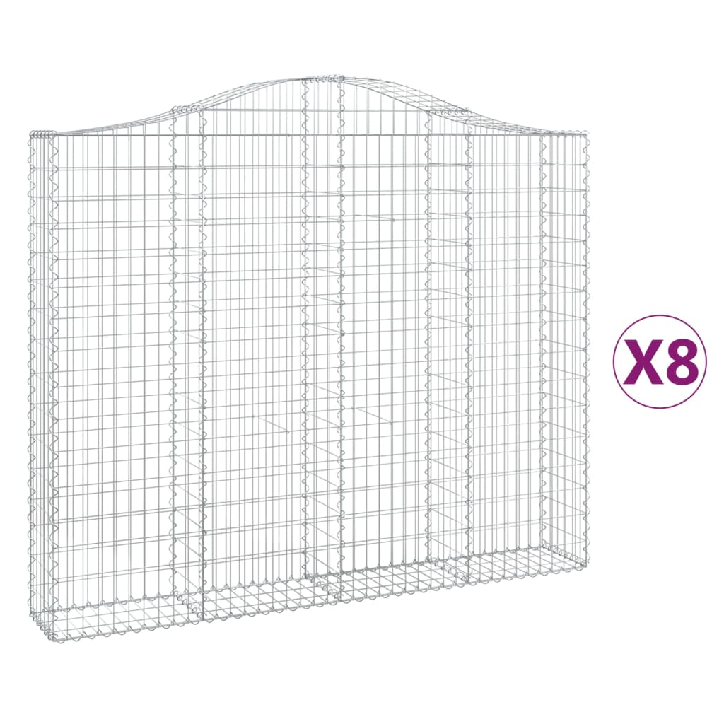 Arched Gabion Baskets 8 pcs 200x30x160/180 cm Galvanised Iron