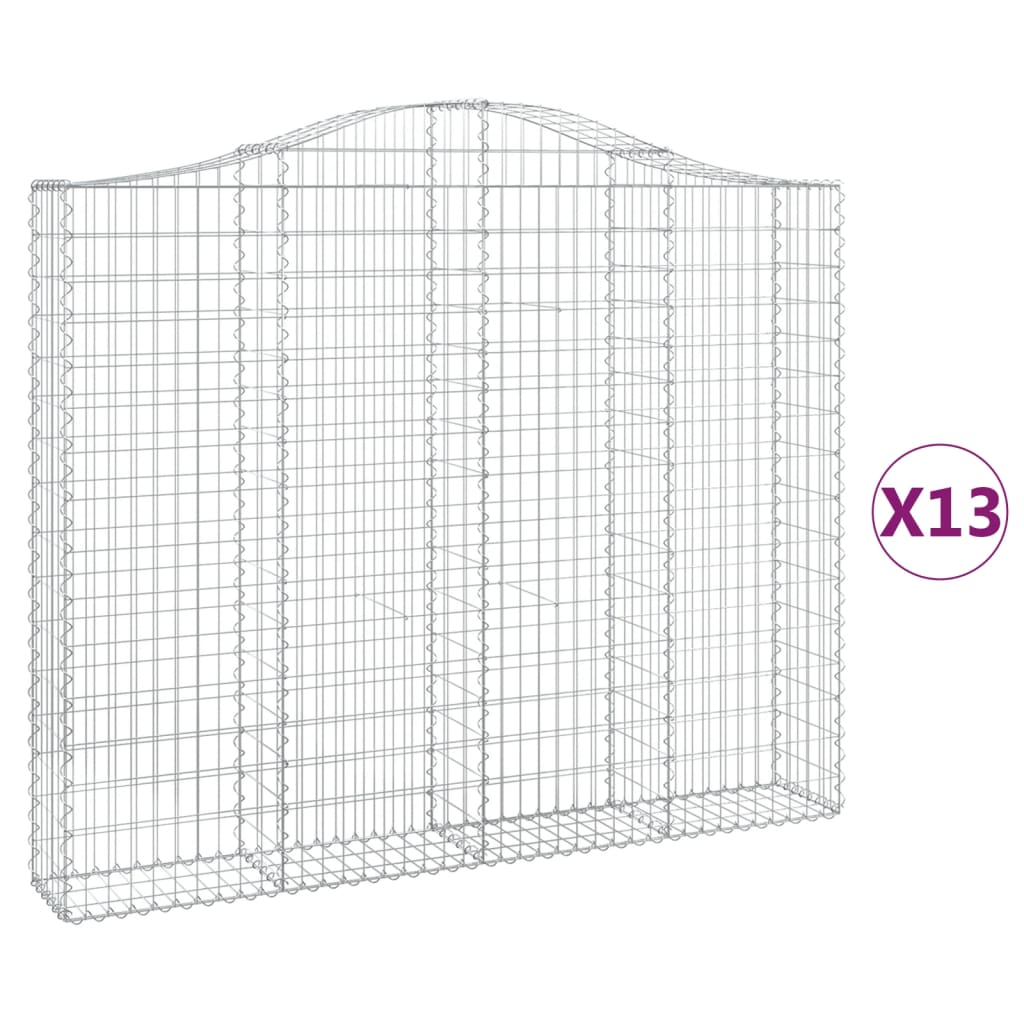 Arched Gabion Baskets 13 pcs 200x30x160/180 cm Galvanised Iron