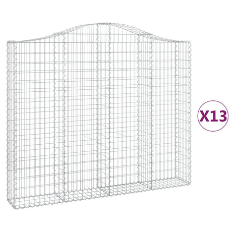 Arched Gabion Baskets 13 pcs 200x30x160/180 cm Galvanised Iron