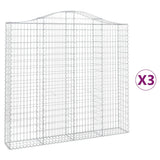 Arched Gabion Baskets 3 pcs 200x30x180/200 cm Galvanised Iron