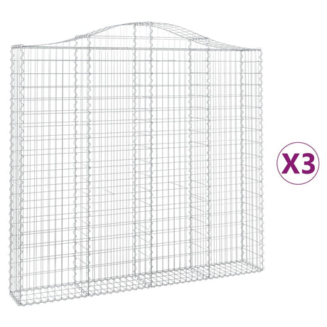 Arched Gabion Baskets 3 pcs 200x30x180/200 cm Galvanised Iron