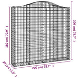 Arched Gabion Baskets 4 pcs 200x30x180/200 cm Galvanised Iron
