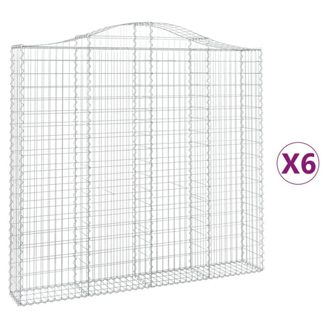 Arched Gabion Baskets 6 pcs 200x30x180/200 cm Galvanised Iron