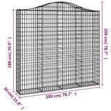 Arched Gabion Baskets 6 pcs 200x30x180/200 cm Galvanised Iron