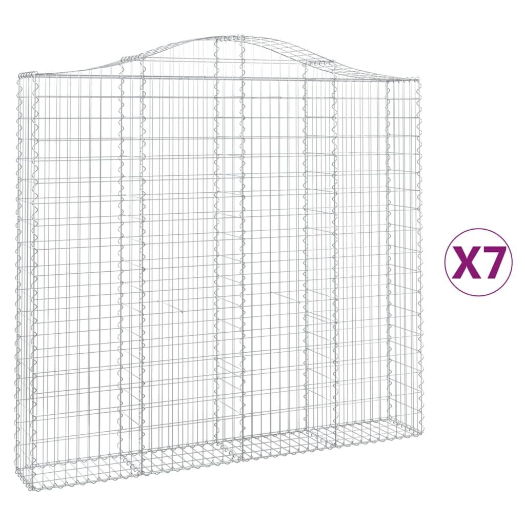 Arched Gabion Baskets 7 pcs 200x30x180/200 cm Galvanised Iron