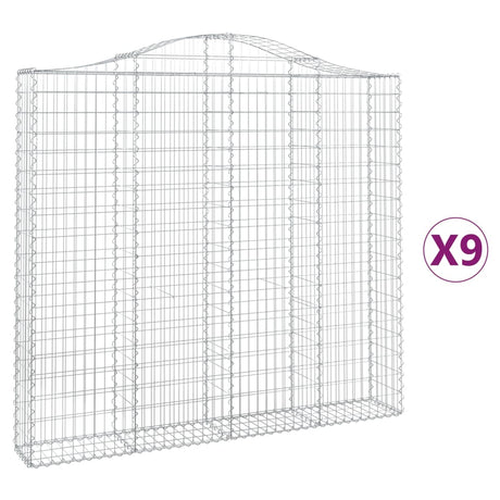 Arched Gabion Baskets 9 pcs 200x30x180/200 cm Galvanised Iron