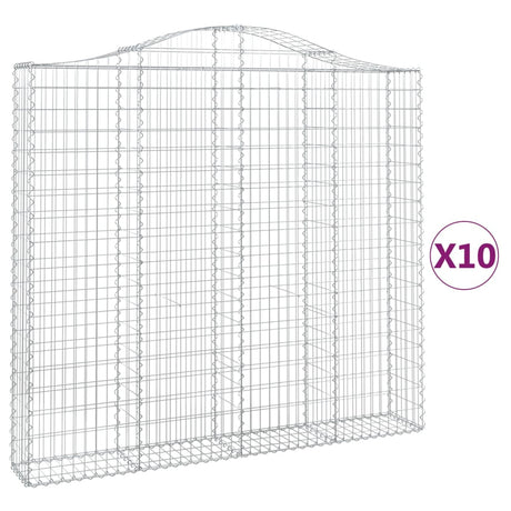 Arched Gabion Baskets 10 pcs 200x30x180/200 cm Galvanised Iron