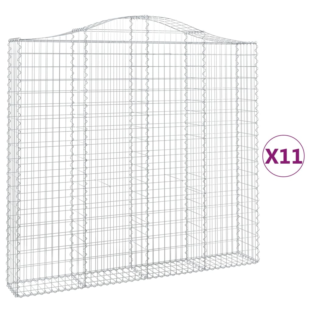 Arched Gabion Baskets 11 pcs 200x30x180/200 cm Galvanised Iron