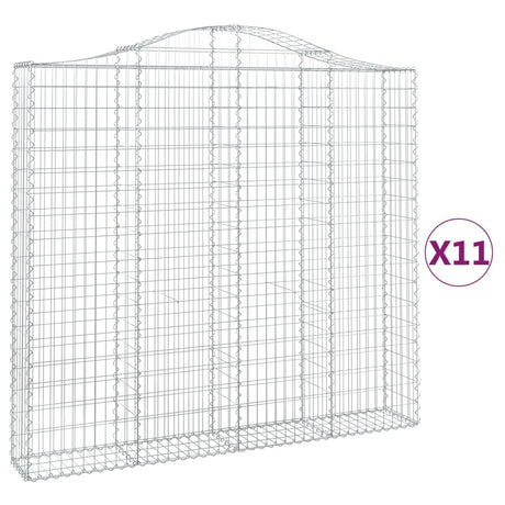 Arched Gabion Baskets 11 pcs 200x30x180/200 cm Galvanised Iron