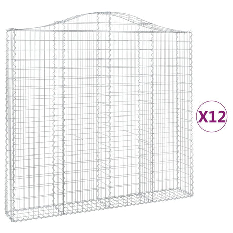 Arched Gabion Baskets 12 pcs 200x30x180/200 cm Galvanised Iron