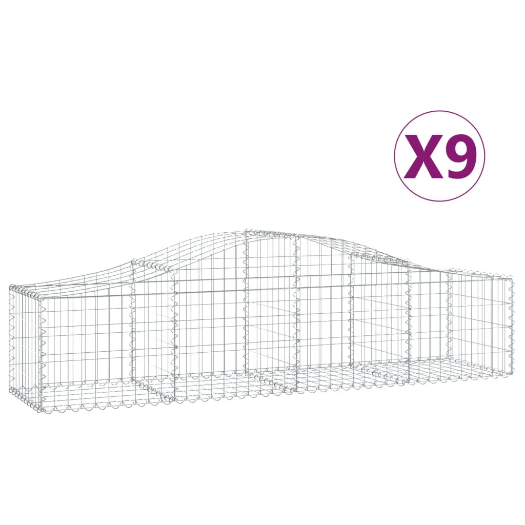 Arched Gabion Baskets 9 pcs 200x50x40/60 cm Galvanised Iron