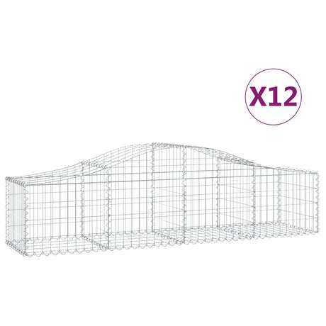 Arched Gabion Baskets 12 pcs 200x50x40/60 cm Galvanised Iron