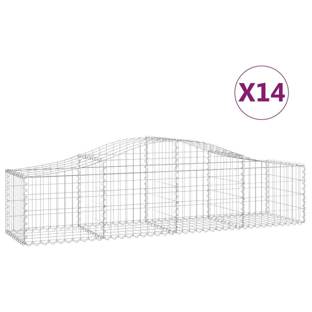 Arched Gabion Baskets 14 pcs 200x50x40/60 cm Galvanised Iron