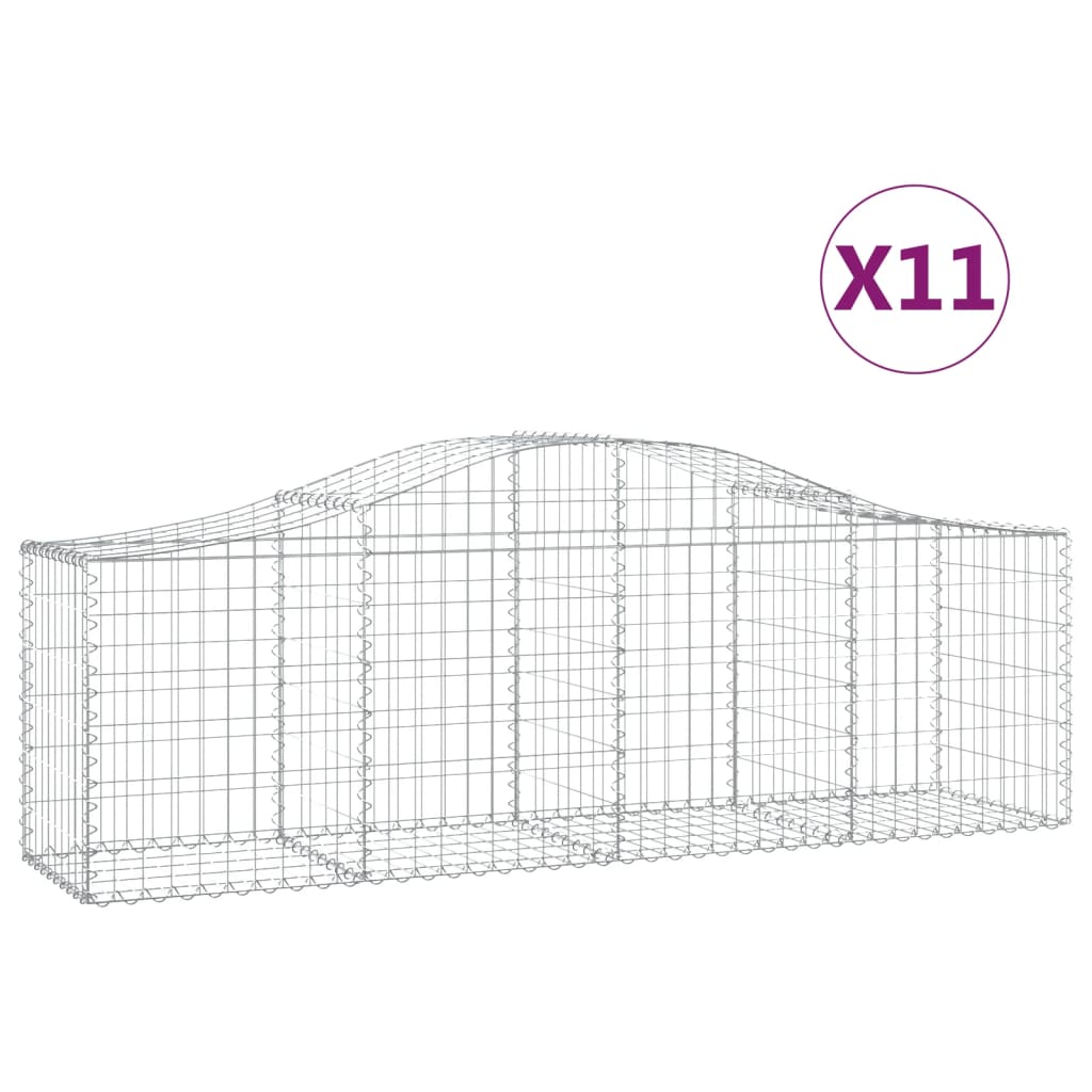 Arched Gabion Baskets 11 pcs 200x50x60/80 cm Galvanised Iron