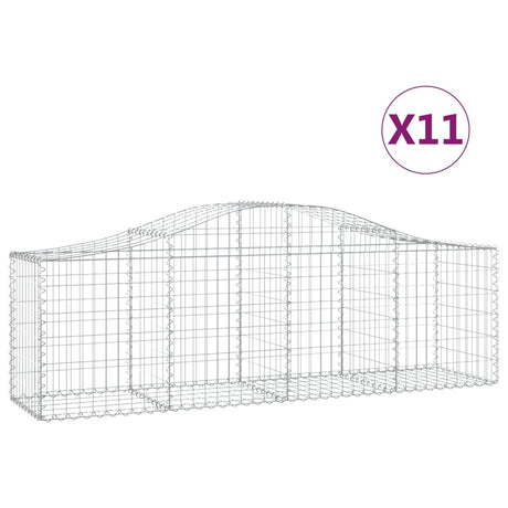 Arched Gabion Baskets 11 pcs 200x50x60/80 cm Galvanised Iron