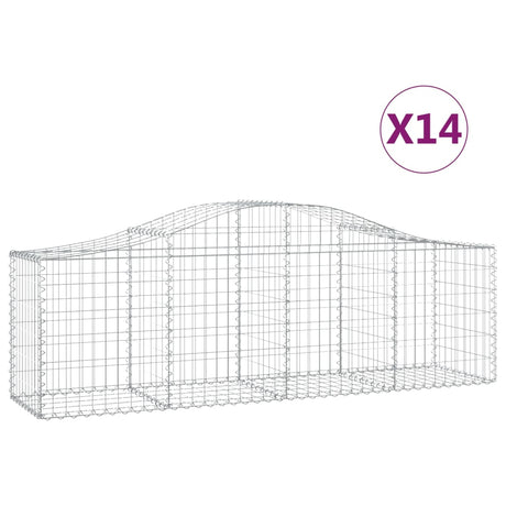Arched Gabion Baskets 14 pcs 200x50x60/80 cm Galvanised Iron