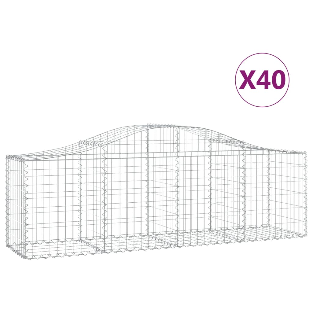 Arched Gabion Baskets 40 pcs 200x50x60/80 cm Galvanised Iron