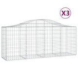 Arched Gabion Baskets 3 pcs 200x50x80/100 cm Galvanised Iron