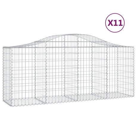 Arched Gabion Baskets 11 pcs 200x50x80/100 cm Galvanised Iron