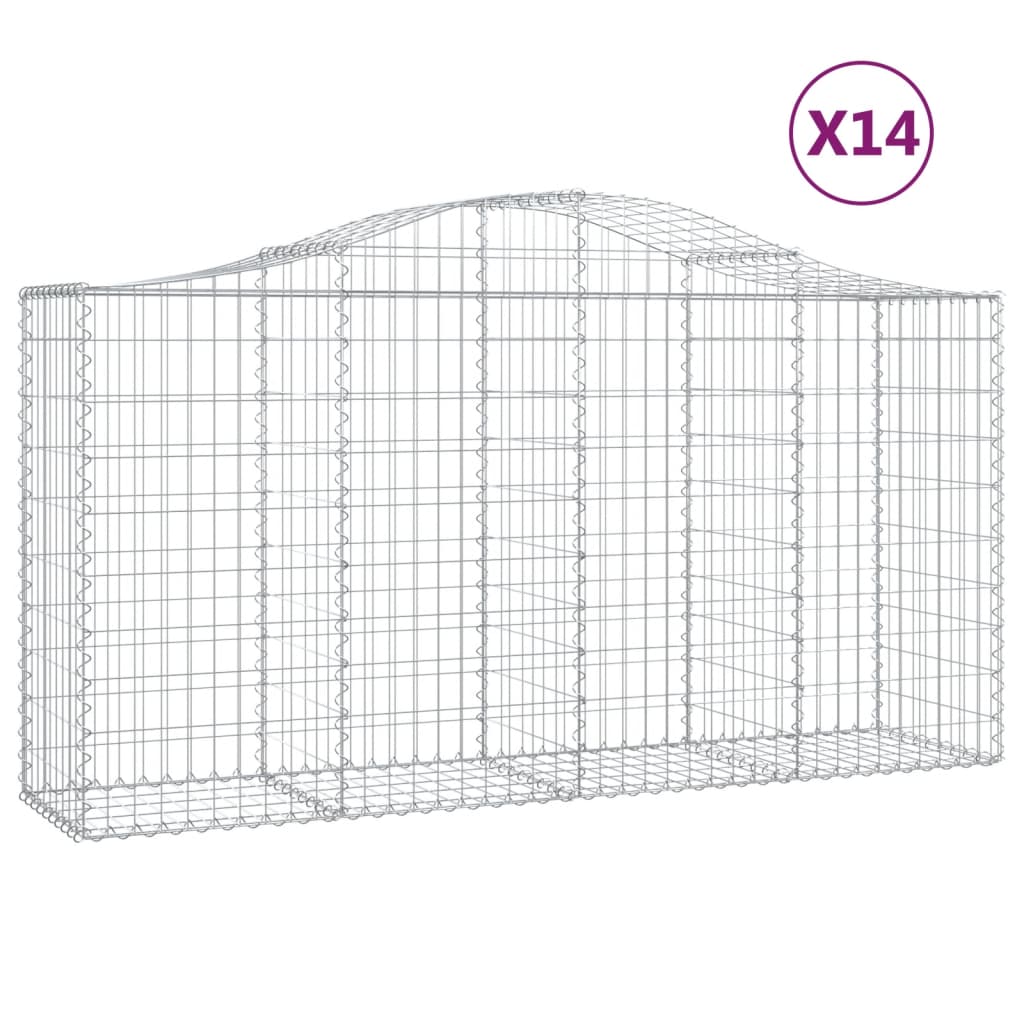 Arched Gabion Baskets 14 pcs 200x50x100/120 cm Galvanised Iron