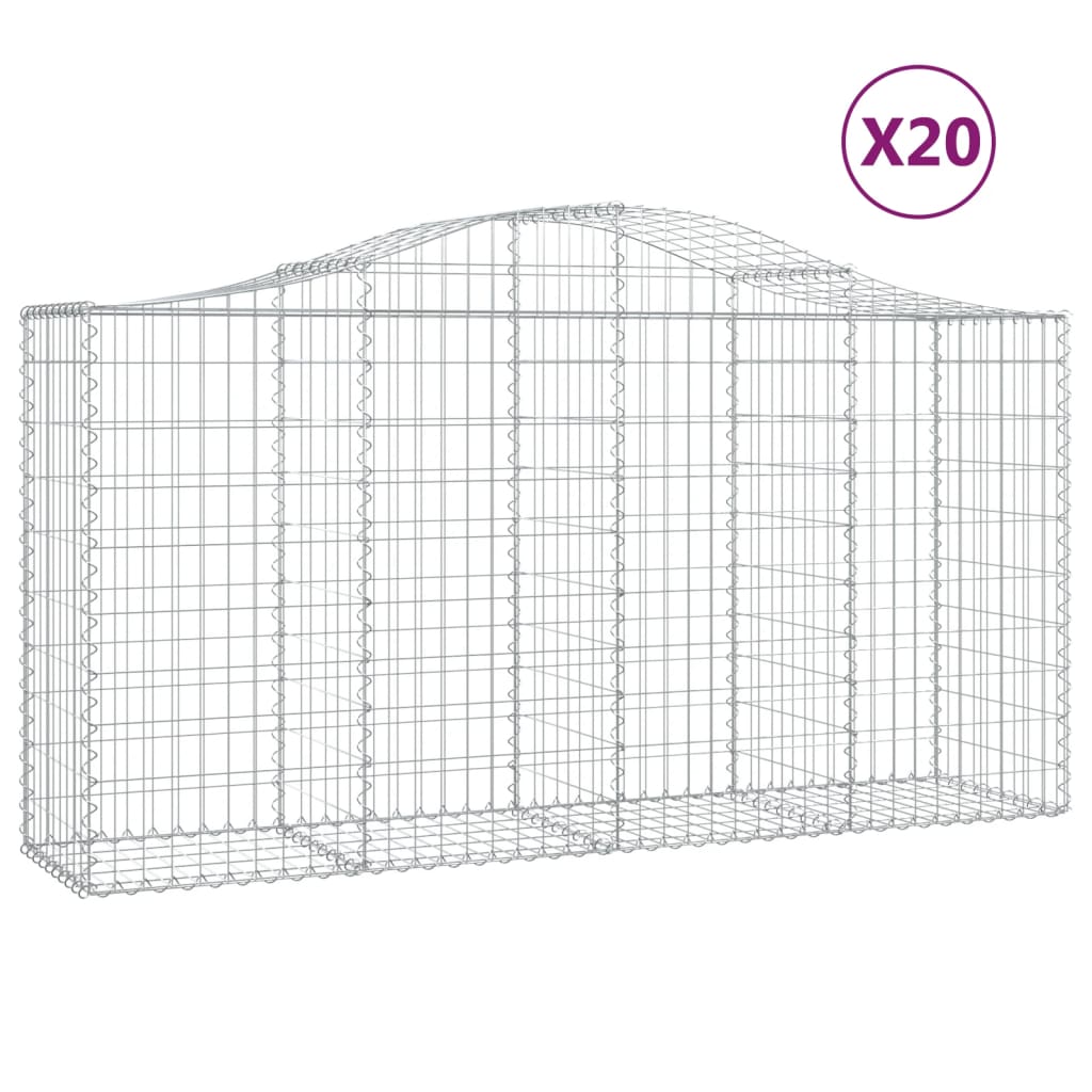 Arched Gabion Baskets 20 pcs 200x50x100/120 cm Galvanised Iron